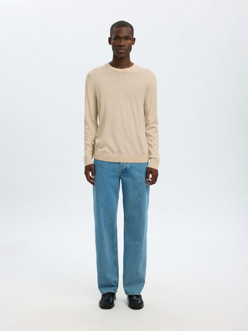 Selected Knit Merino Strik - Oatmeal/Melange - Supermen.dk