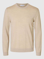 Selected Knit Merino Strik - Oatmeal/Melange - Supermen.dk
