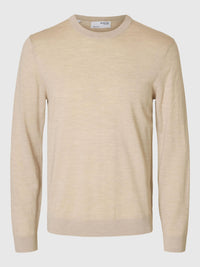Selected Knit Merino Strik - Oatmeal/Melange - Supermen.dk