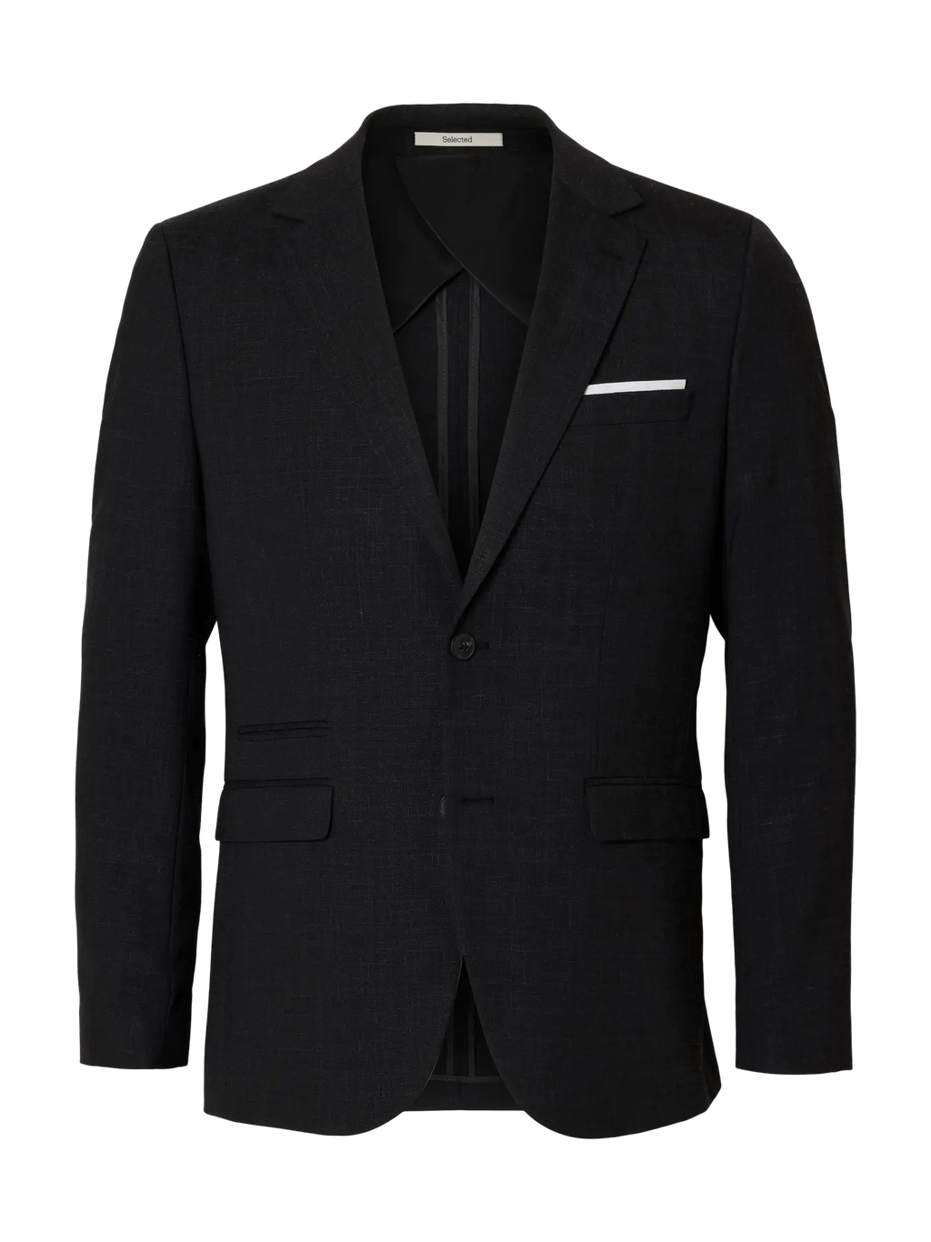 Selected SLHSLIM - OASIS LINEN BLAZER Black - Supermen.dk