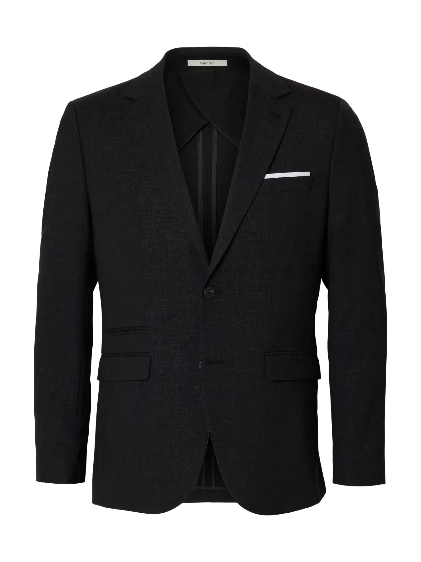 Selected SLHSLIM - OASIS LINEN BLAZER Black - Supermen.dk