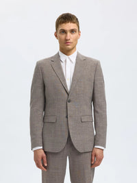 Selected SLHSLIM - OASIS LINEN BLAZER Dark Sand Melange - Supermen.dk