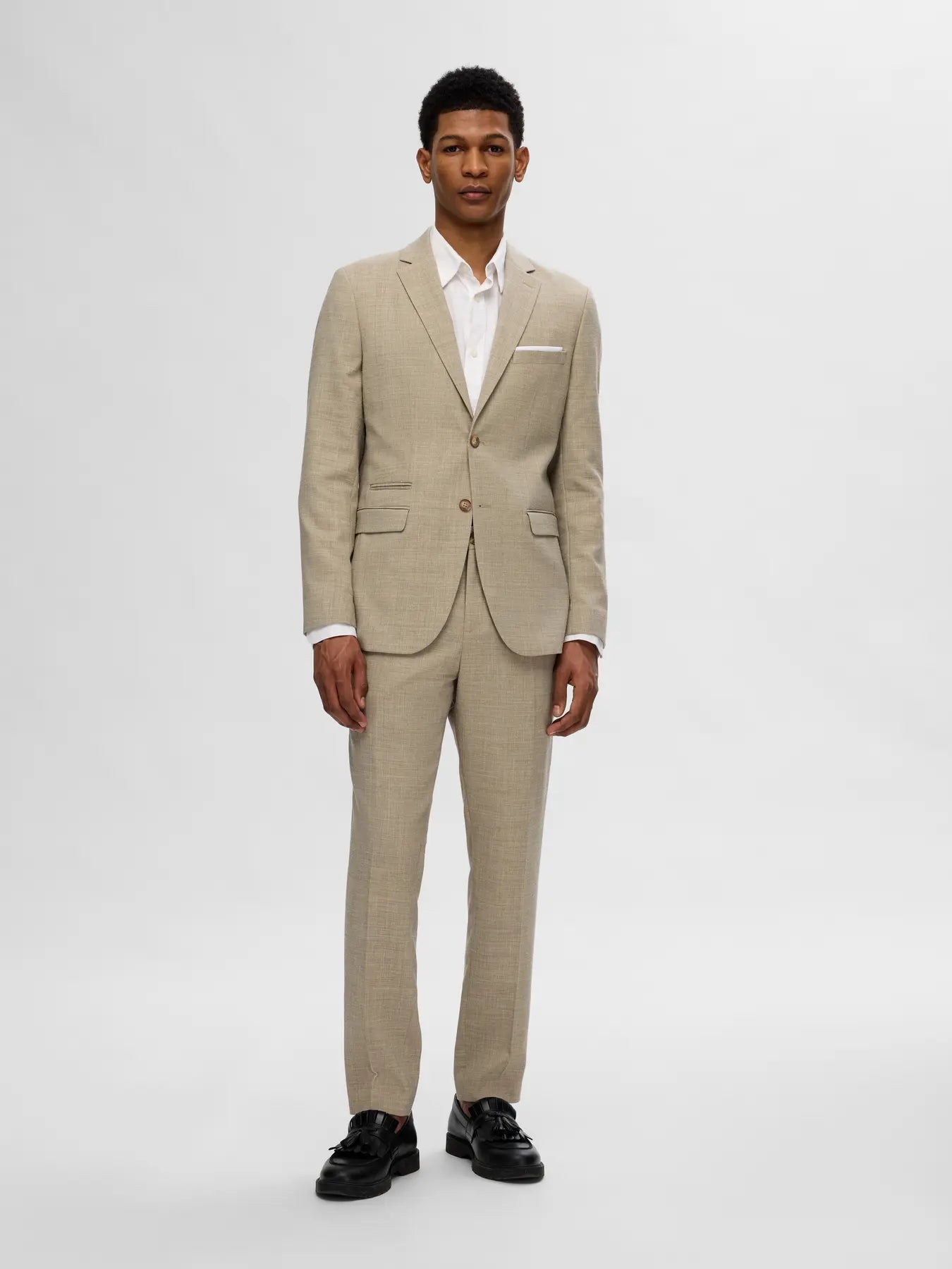 Selected SLHSLIM - OASIS LINEN BLAZER Sand - Supermen.dk
