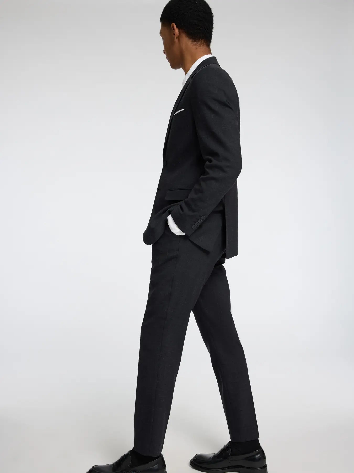 Selected SLHSLIM - OASIS LINEN BUKS Black - Supermen.dk