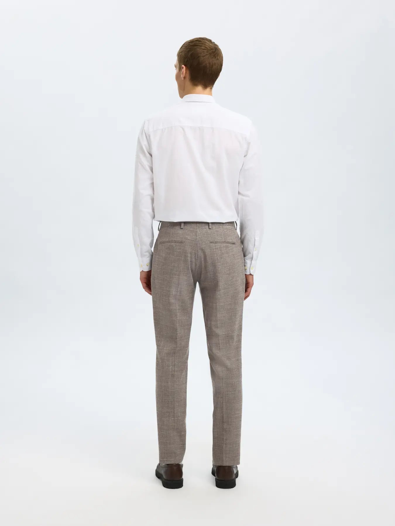 Selected SLHSLIM - OASIS LINEN BUKS Dark Sand Melange - Supermen.dk