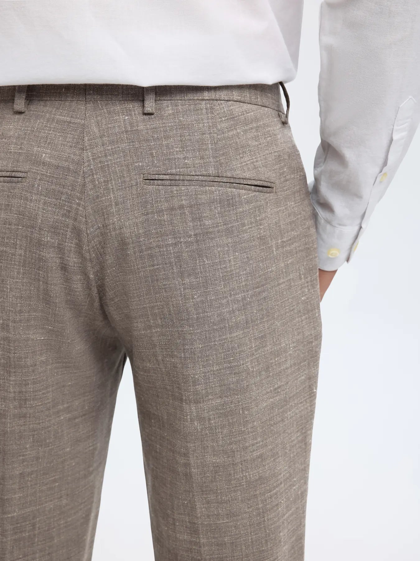 Selected SLHSLIM - OASIS LINEN BUKS Dark Sand Melange - Supermen.dk