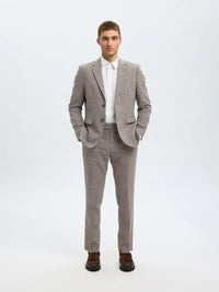 Selected SLHSLIM - OASIS LINEN BUKS Dark Sand Melange - Supermen.dk