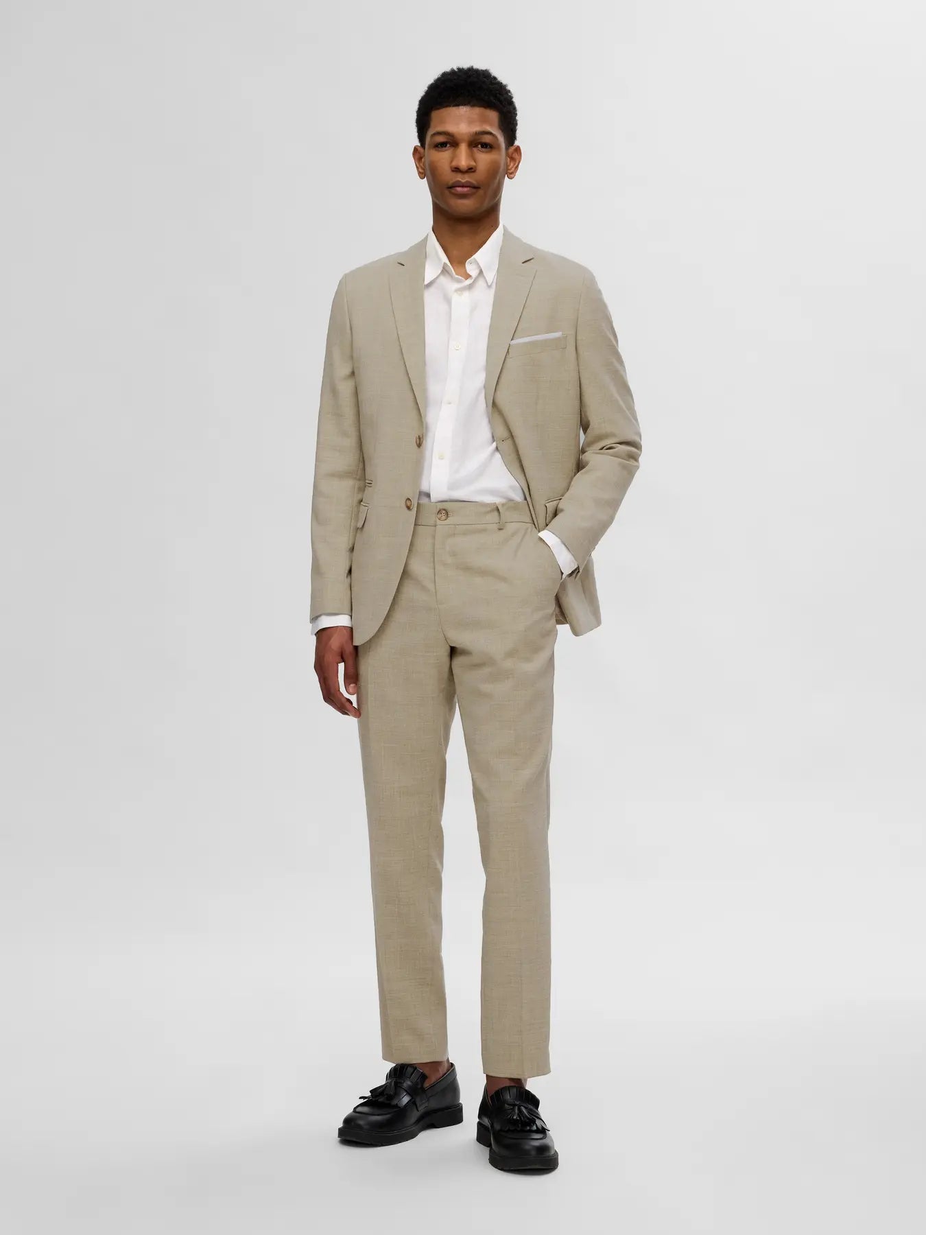Selected SLHSLIM - OASIS LINEN BUKS Sand - Supermen.dk