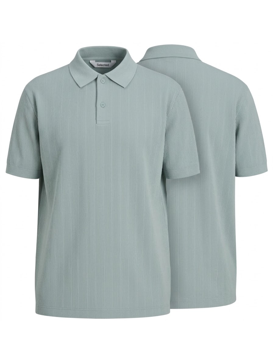 Selected Cole Organic Cotton Polo - Aqua Gray