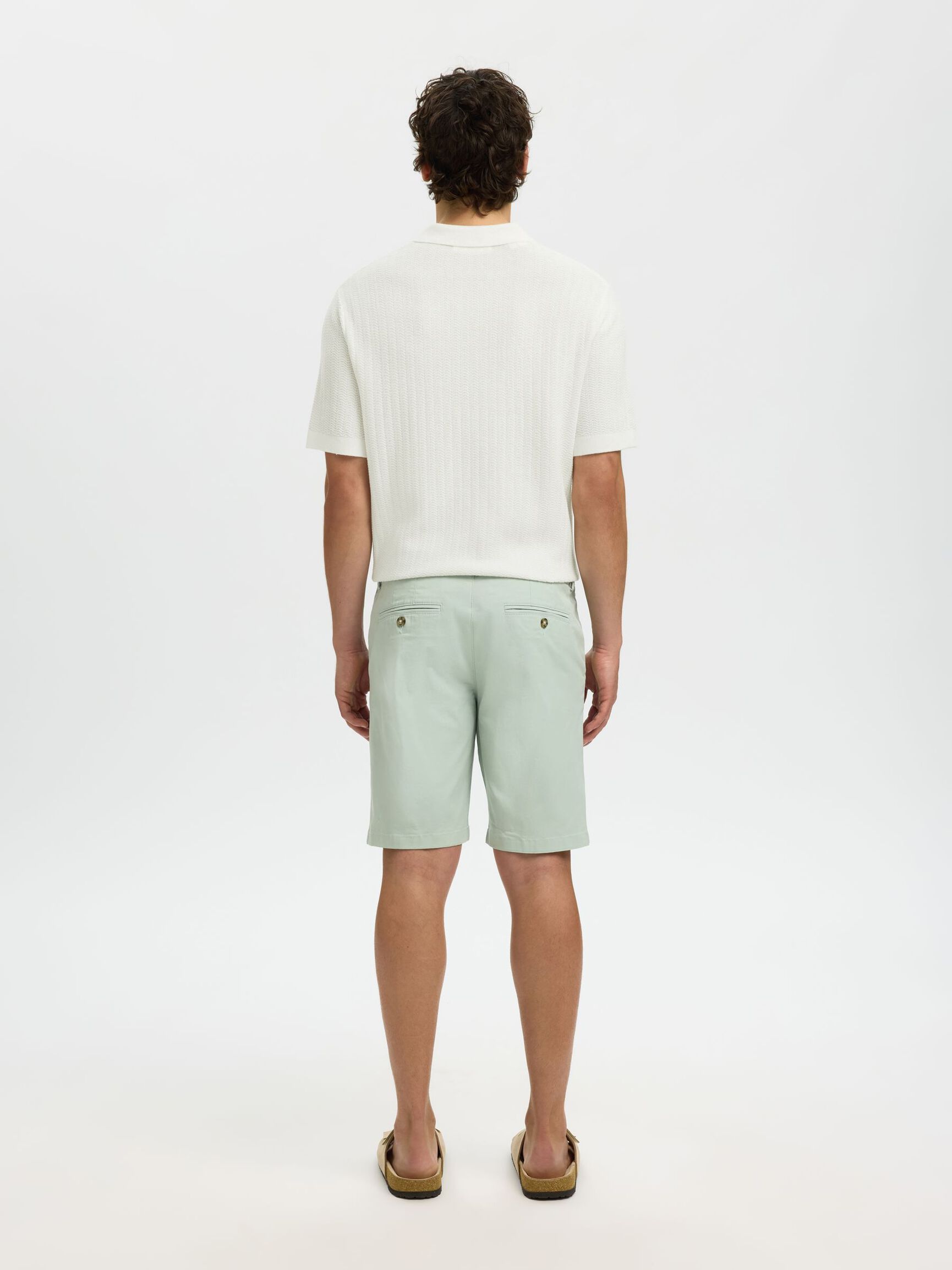 Selected Structured Half‑Zip Knit Polo - Egret