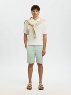 Selected Structured Half‑Zip Knit Polo - Egret