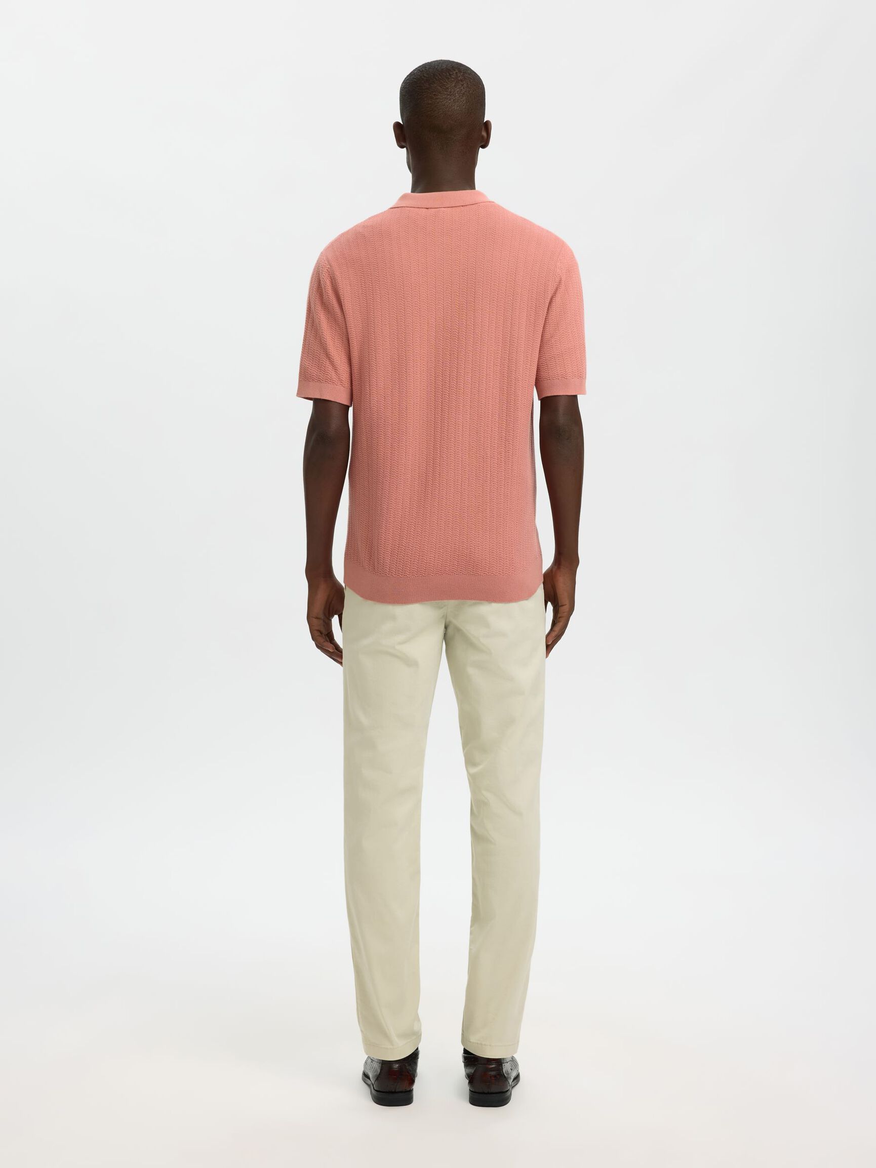 Selected Structured Half‑Zip Knit Polo - Rose Dawn