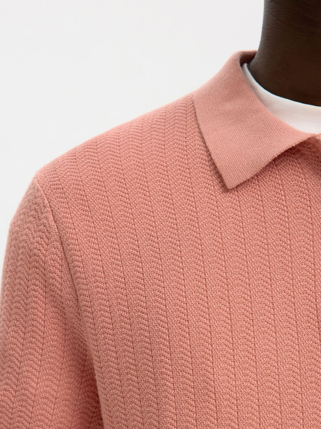 Selected Structured Half‑Zip Knit Polo - Rose Dawn