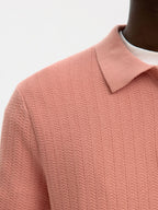 Selected Structured Half‑Zip Knit Polo - Rose Dawn