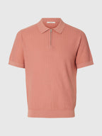 Selected Structured Half‑Zip Knit Polo - Rose Dawn