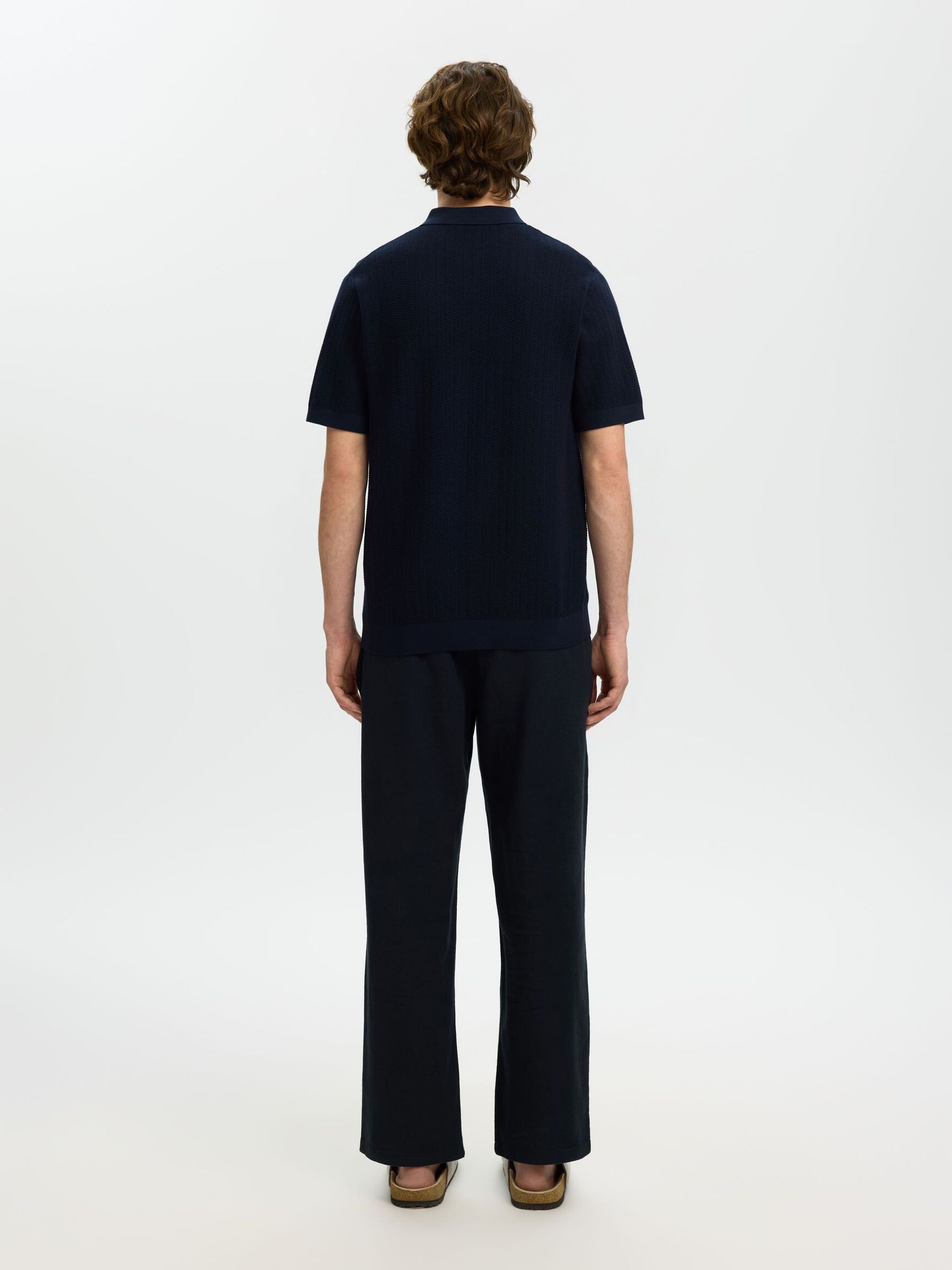 Selected Structured Half‑Zip Knit Polo - Navy Blazer