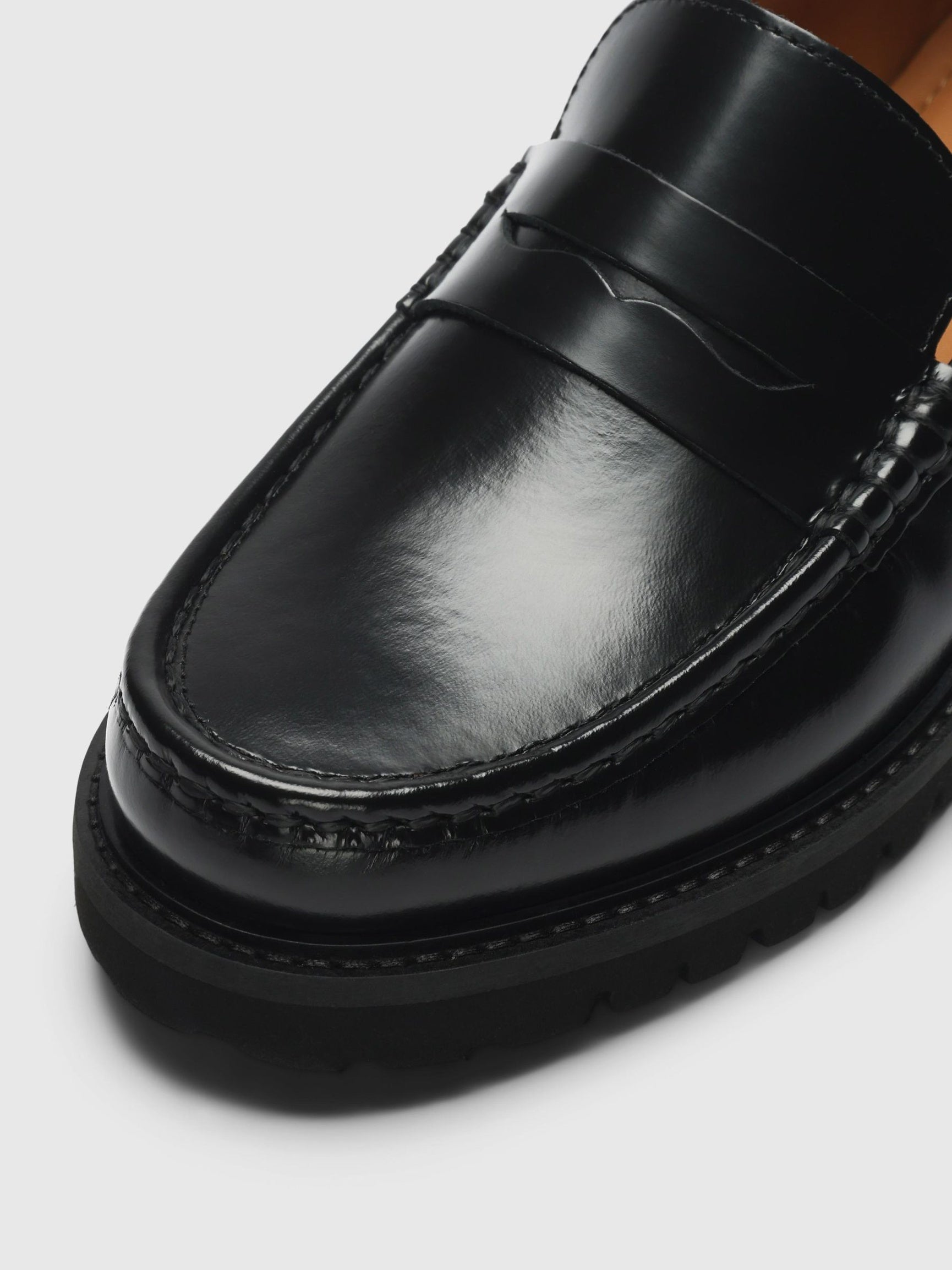 SLHHUGO LEATHER PLAIN PENNY LOAFER BLACK - Supermen.dk