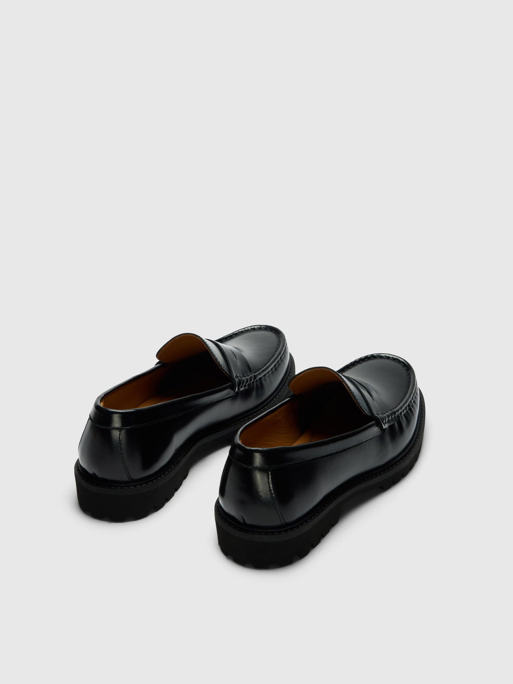SLHHUGO LEATHER PLAIN PENNY LOAFER BLACK - Supermen.dk