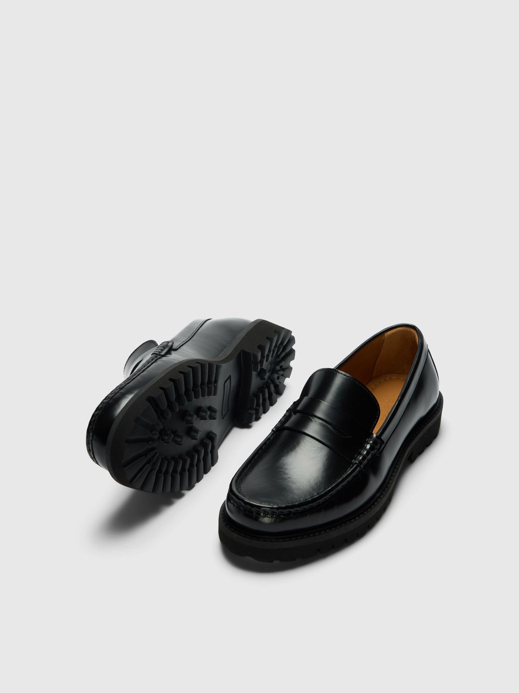 SLHHUGO LEATHER PLAIN PENNY LOAFER BLACK - Supermen.dk