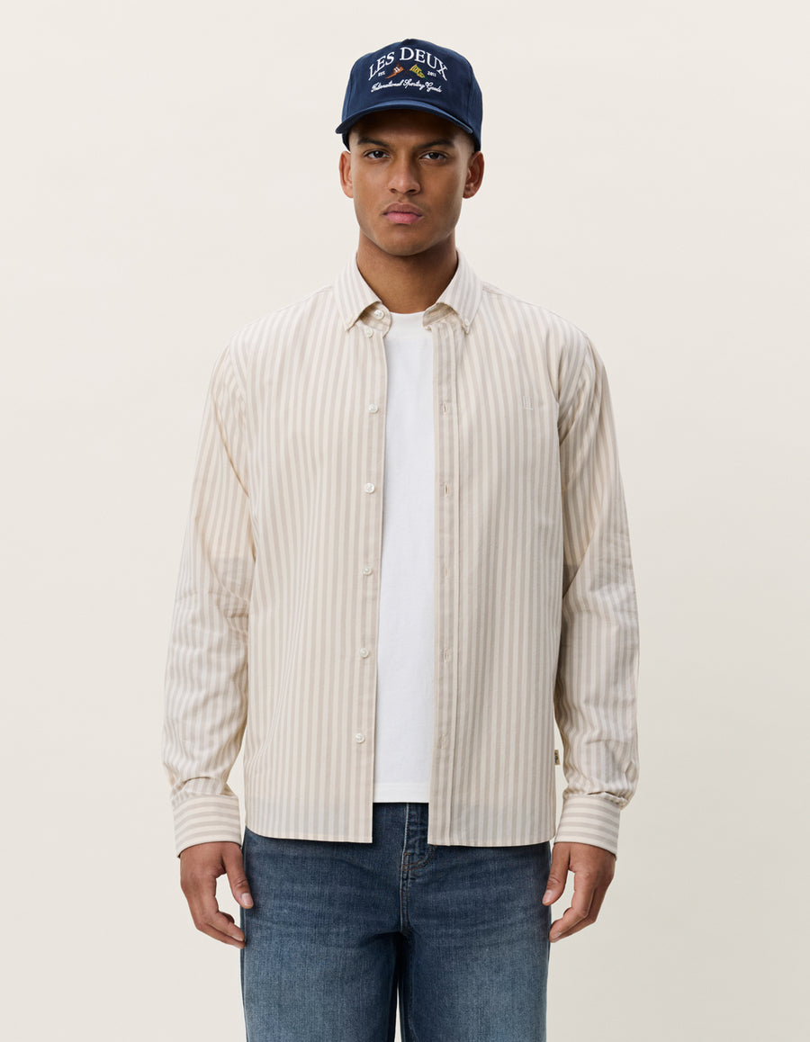 Les Deux Konrad Striped Shirt - LIGHT SAND