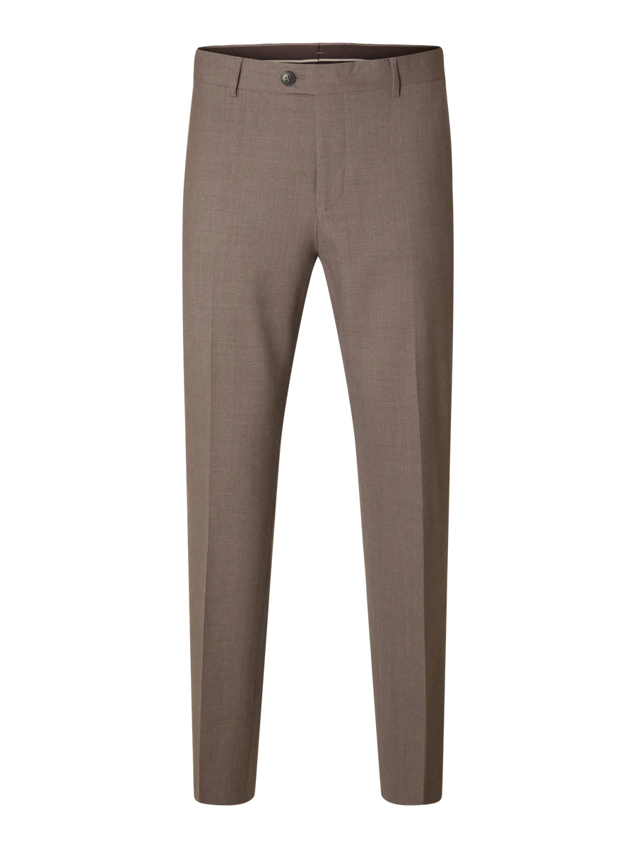 Selected Slim habitbukser i uldblanding Flex i Morel gråbrun – produktbillede