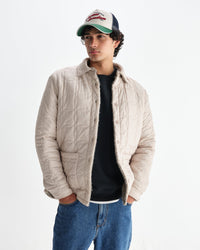 Wax London - Mount - Natural Reversible Boucle Wool Overshirt - Supermen.dk