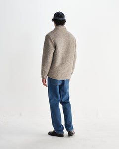 Wax London Mount vendbar overshirt i bouclé-uld i natur set bagfra