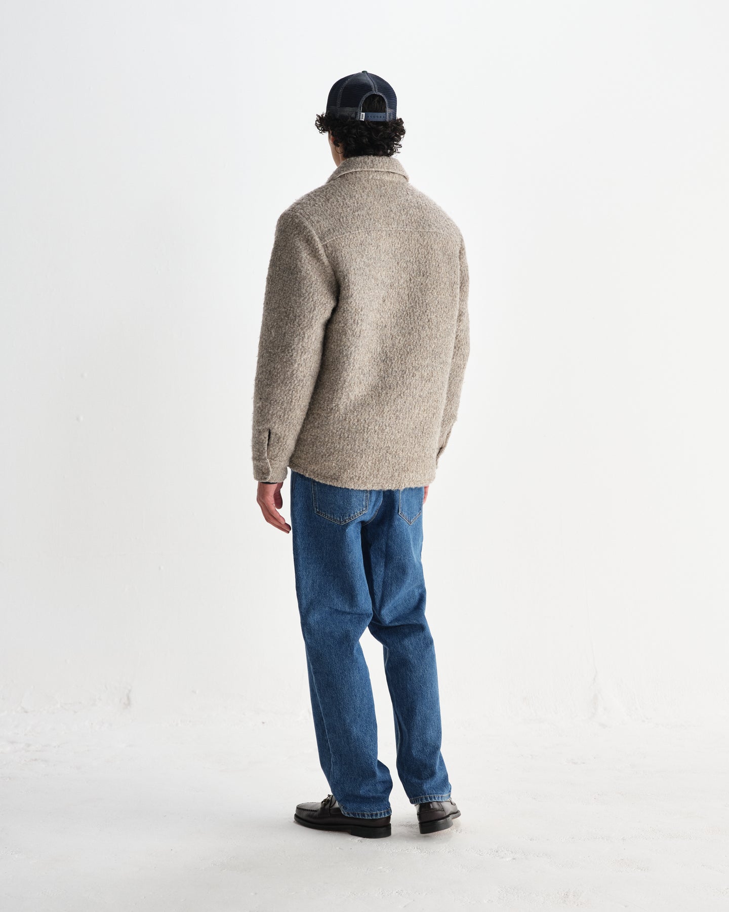 Wax London - Mount - Natural Reversible Boucle Wool Overshirt - Supermen.dk