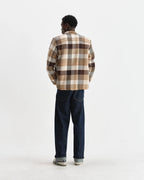 Wax London - Whiting - Natural And Brown Pike Check Overshirt - Supermen.dk