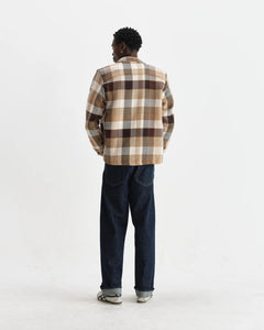Wax London Whiting overshirt i natur og brun pike-tern set bagfra