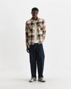 Wax London - Whiting - Natural And Brown Pike Check Overshirt - Supermen.dk