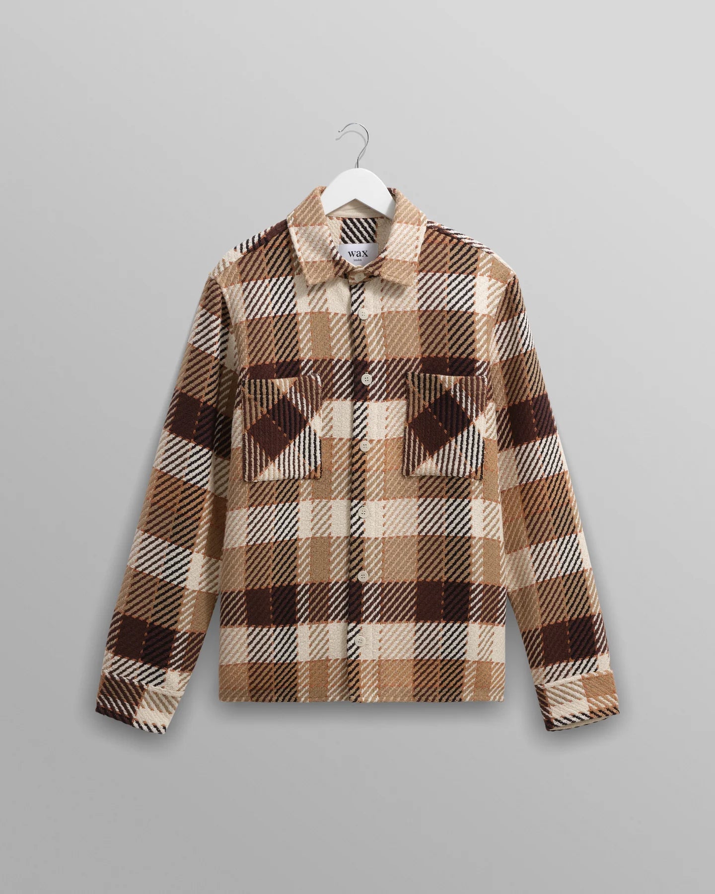 Wax London - Whiting - Natural And Brown Pike Check Overshirt - Supermen.dk