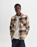 Wax London - Whiting - Natural And Brown Pike Check Overshirt - Supermen.dk