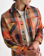 Wax London - Whiting - Orange Pike Check Overshirt - Supermen.dk
