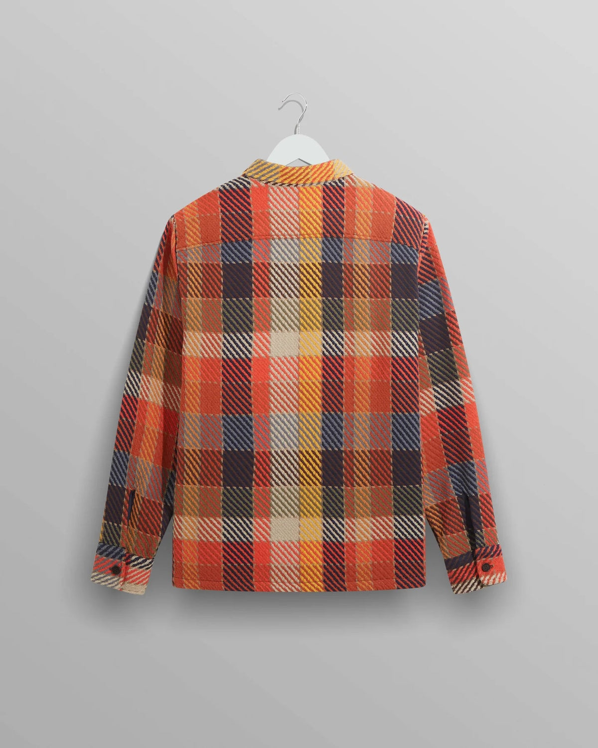 Wax London Whiting overshirt i orange pike-tern på bøjle set bagfra