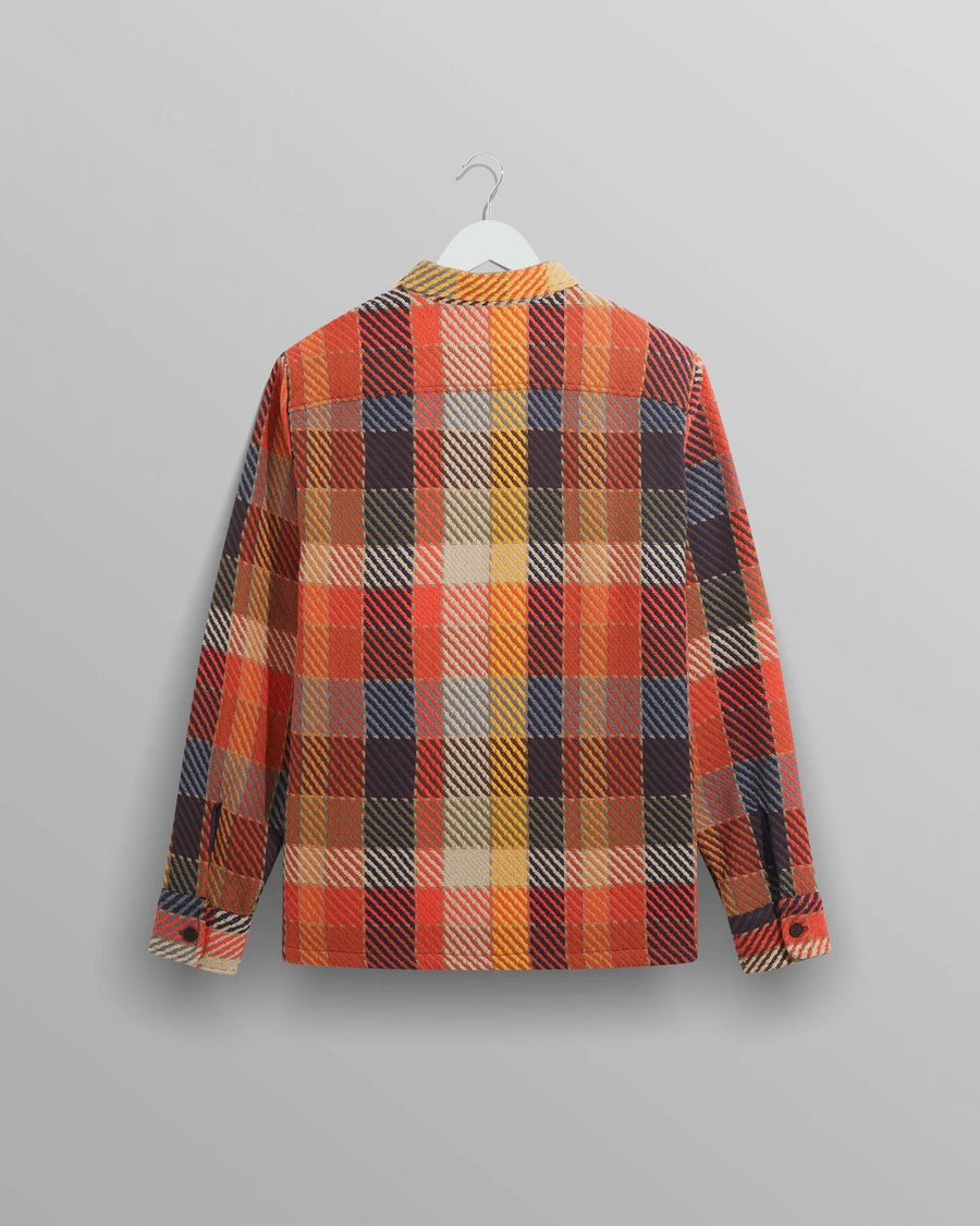 Wax London Whiting overshirt i orange pike-tern på bøjle set bagfra