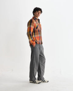 Wax London Whiting overshirt i orange pike-tern set skråt fra siden