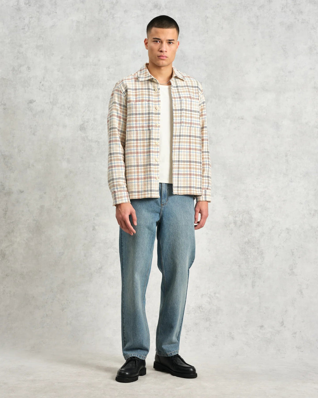 Whiting - Ecru And Multicolour Yard Check Overshirt - Supermen.dk