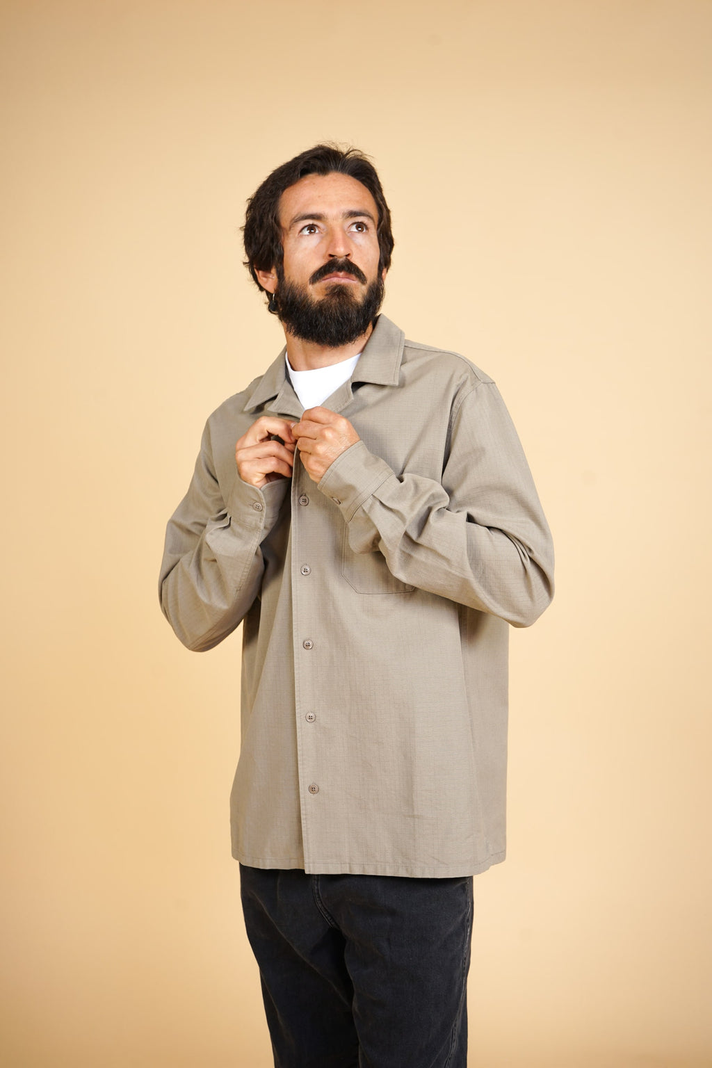 ELSK RIPSTOP MEN'S LS SHIRT CASHEW BEIGE