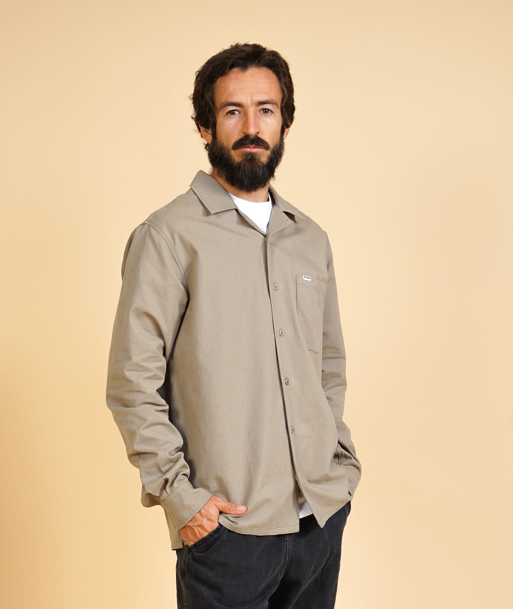 ELSK RIPSTOP MEN'S LS SHIRT CASHEW BEIGE