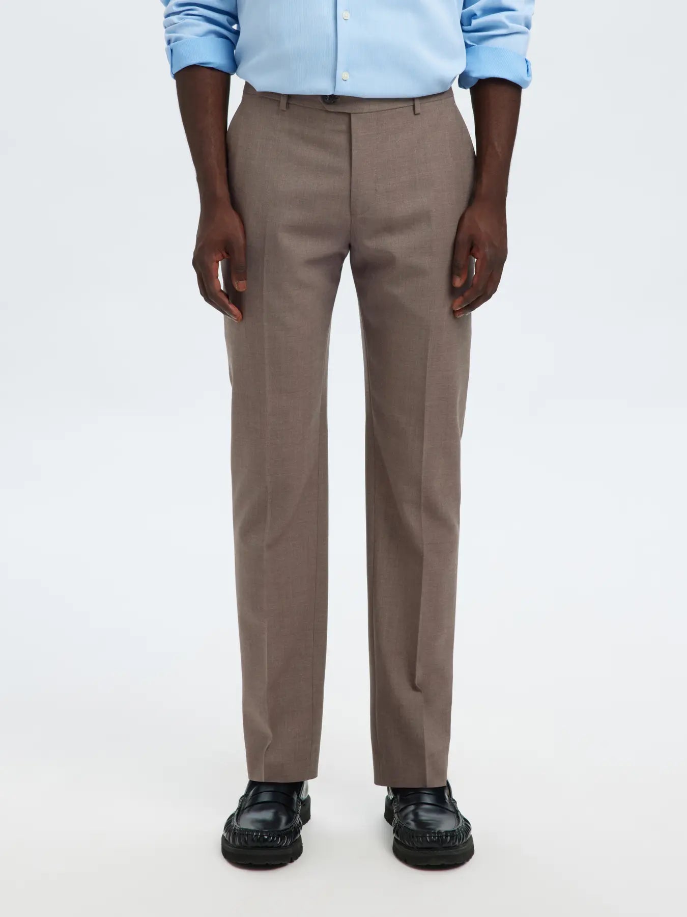 Selected SLIM WOOL BLEND TRS FLEX Morel
