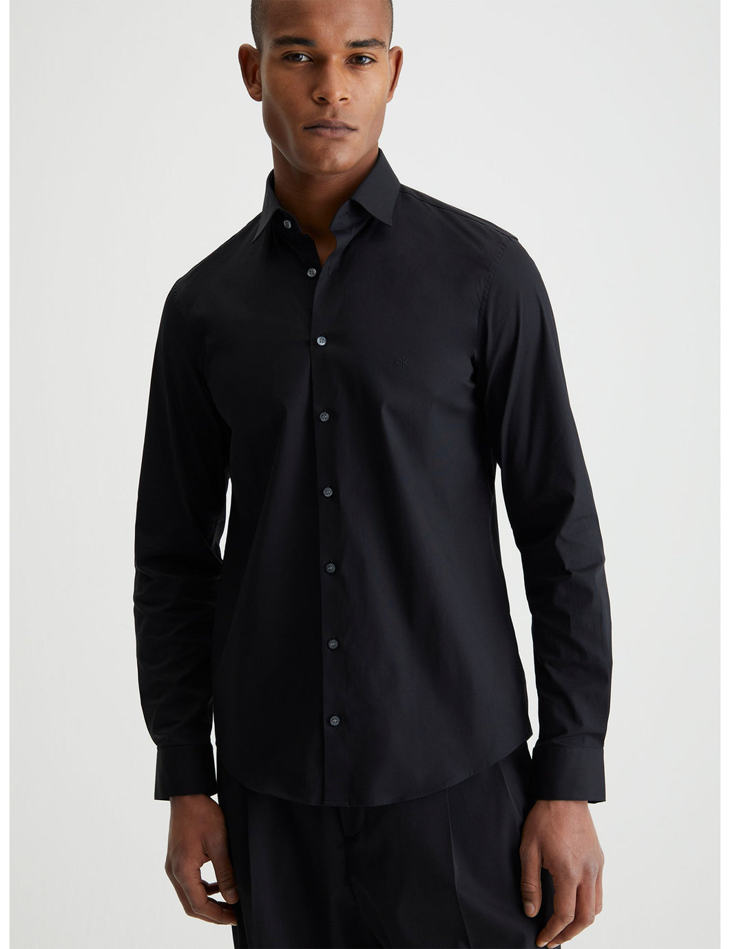 Calvin Klein Poplin Stretch Slim Shirt Organic Black - Supermen.dk