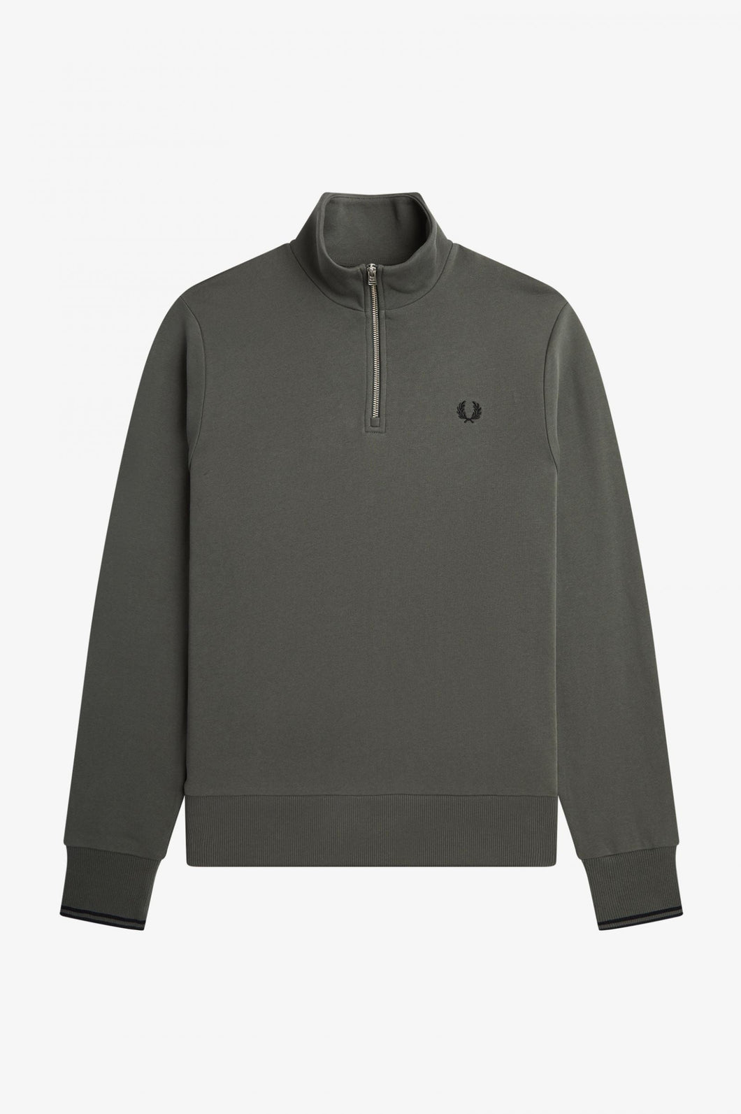 Fred Perry Half Zip Sweatshirt Green - Supermen.dk