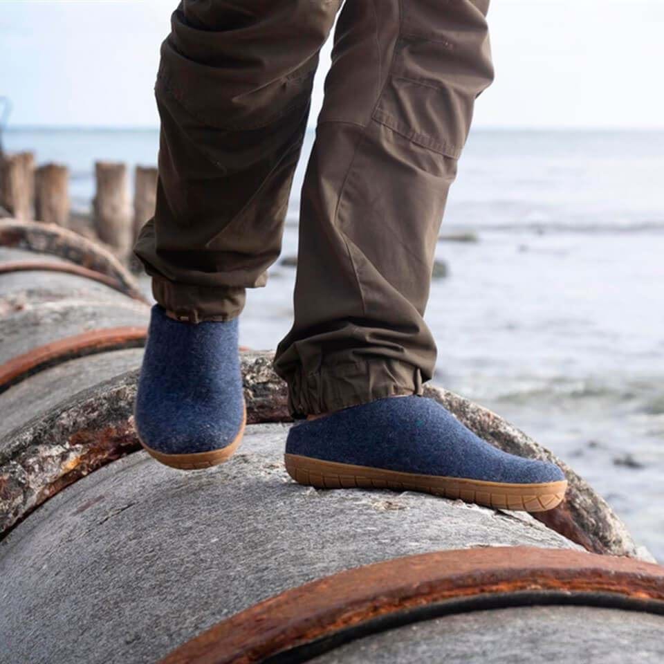 Glerups Tøffel/Slip-on med naturgummisål – Denim