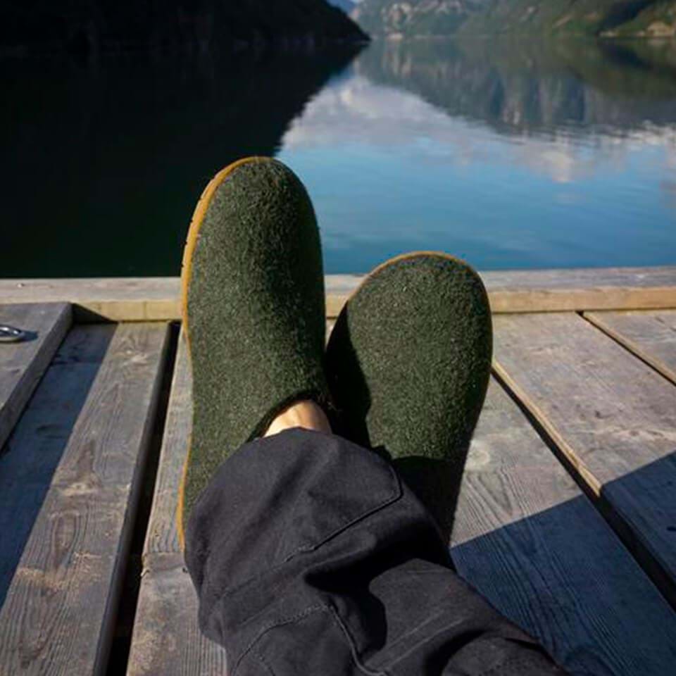 Glerups Tøffel/Slip-on med naturgummisål – Forest
