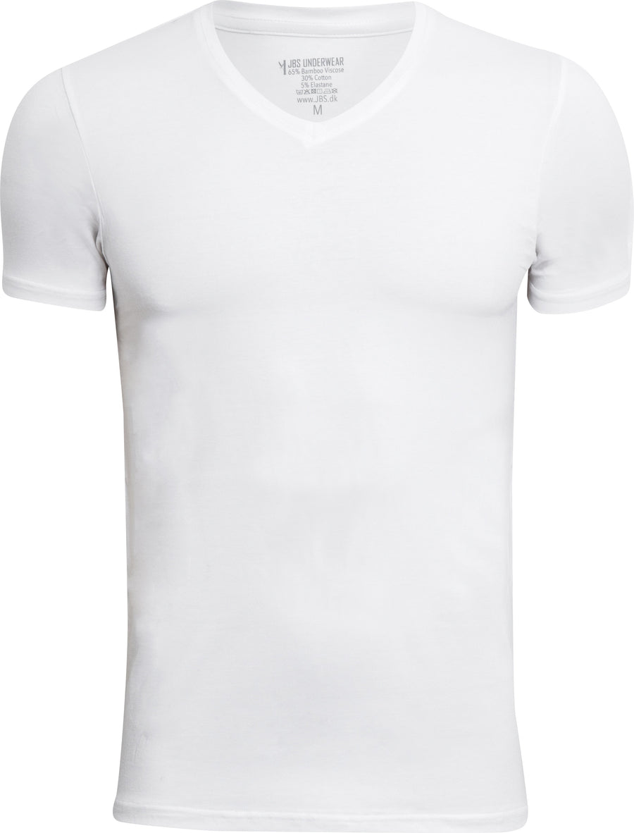 JBS bambus T-shirt med V-hals 2-pak i hvid – produktbillede