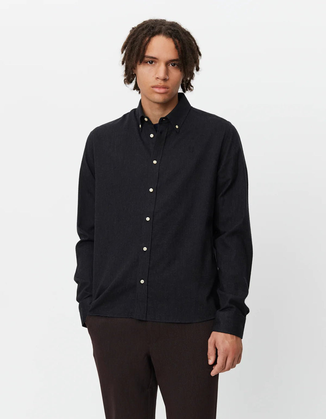 Les Deux Desert Reg Shirt Black Melange - Supermen.dk