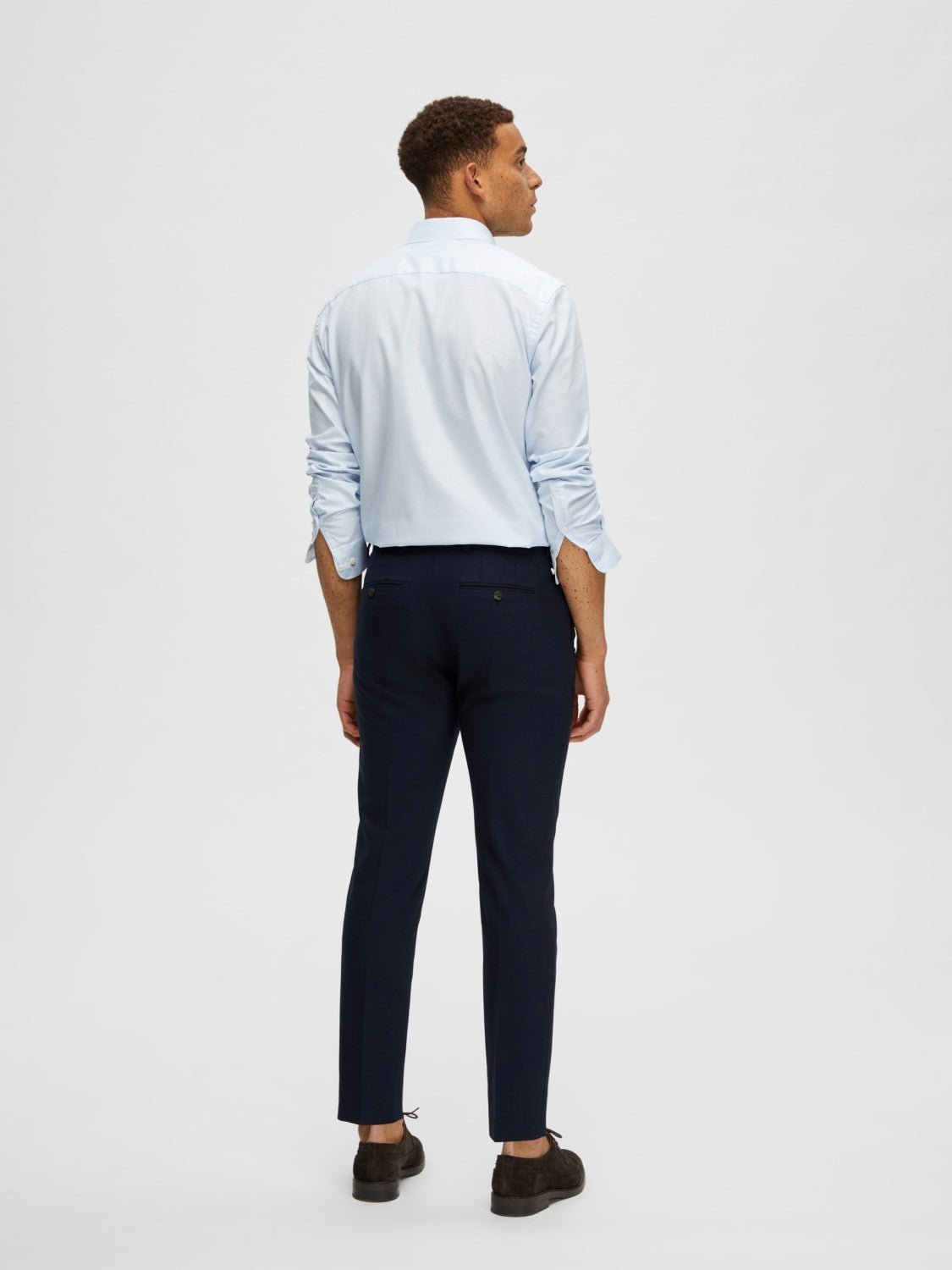 Selected Slim Neil habitbukser i navy set bagfra
