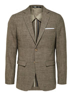 Selected SLHSLIM-OASIS LINEN BLAZER Dark Sand Melange - Supermen.dk